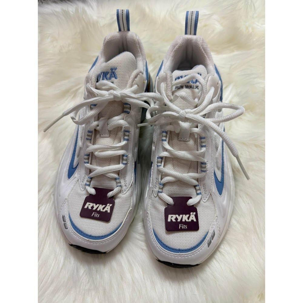RYKA Aspire Womens Size 8 Walk Run Athletic Shoes White Blue Sneakers Athleisure